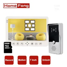 Homefong Video Door Phone Doorbell Intercom System for Villa 7 Inch Home Security System Record SD Card Rainproof Unlock