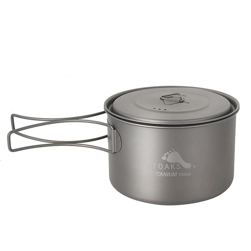

2-3 Persons Picnic Pot Ultralight Titanium Tableware Outdoor Camping Picnic Cookware Titanium Pot 0.7L