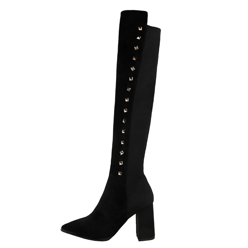 

riding boots designer luxury brand rivets bigtree shoes woman thigh high leather boots women over the knee sexy high heels 929-3