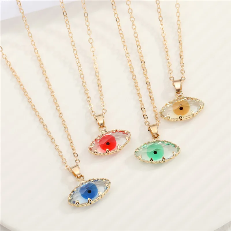 New 2020 Fashion Blue Glass Necklace Vintage Devil Eyes Pendant Necklace-Copper Evil Eye For Women Jewelry | Украшения и