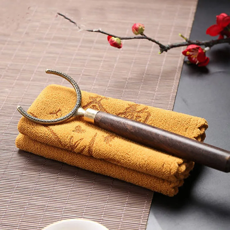 Ebony Wood Handle Copper Tea Cup Clip, Anti-scald Fork, Cup Holder Utensils, Kung Fu Cup Holder, Tea Ceremony Accessories, Tools