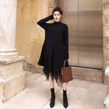 Late Autumn Playful Western Style Slimming Long Skirts Skirt Goddess-Style Sweater And Skirt Two-Piece Set Women's Spring And Au