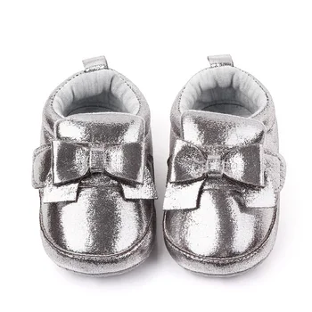 

baby girl shoes shiny silver bowknot spring autumn toddler casual sneaker infants newborn outwear comforts non-slip first walker