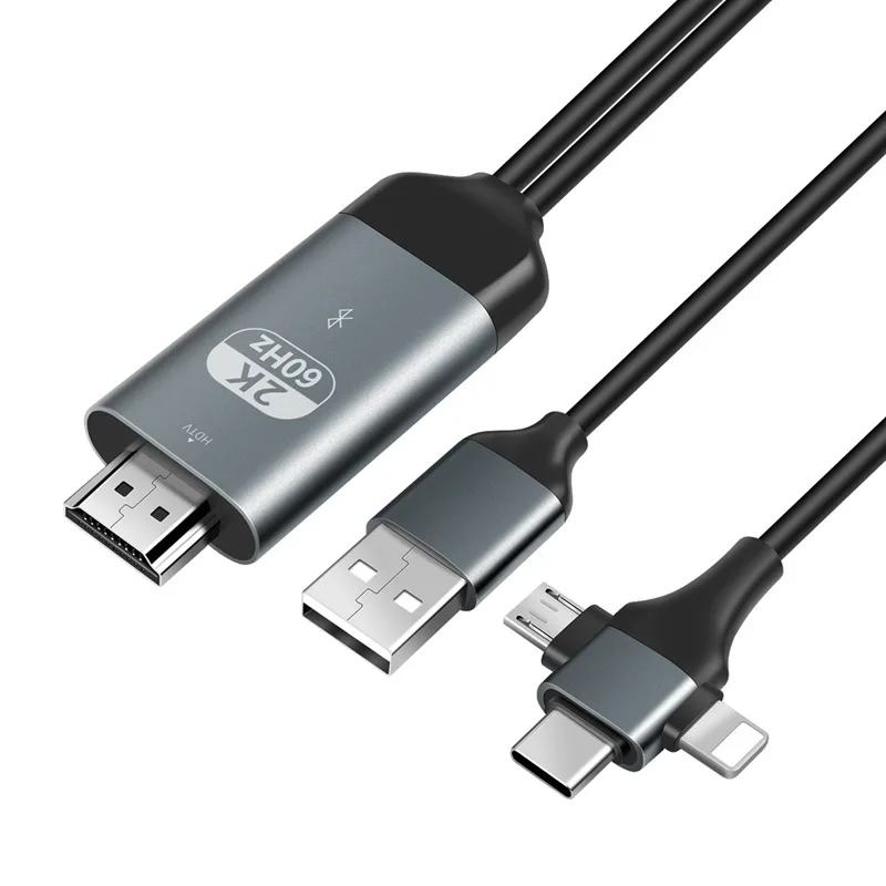 1080p 2K HDMI-совместимый кабель HDTV видеоконвертер адаптер Micro USB Type C для IPhone Android Phone