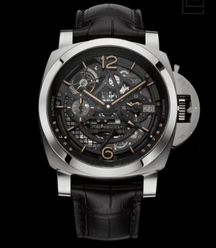 

Luxury Brand New Men Automatic Mechanical Sapphire Stainless Steel GMT Watches Black Leather MoonPhases Tourbillon Luminous AAA+