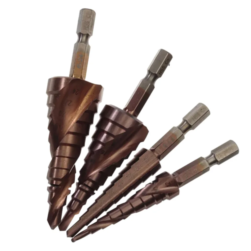 Professional HSS Steel Large Step Cone Hex Shank Coated Metal Drill Bit Cut 3-12/4-12/4-22/6-24mm Tool Set Hole Cutter