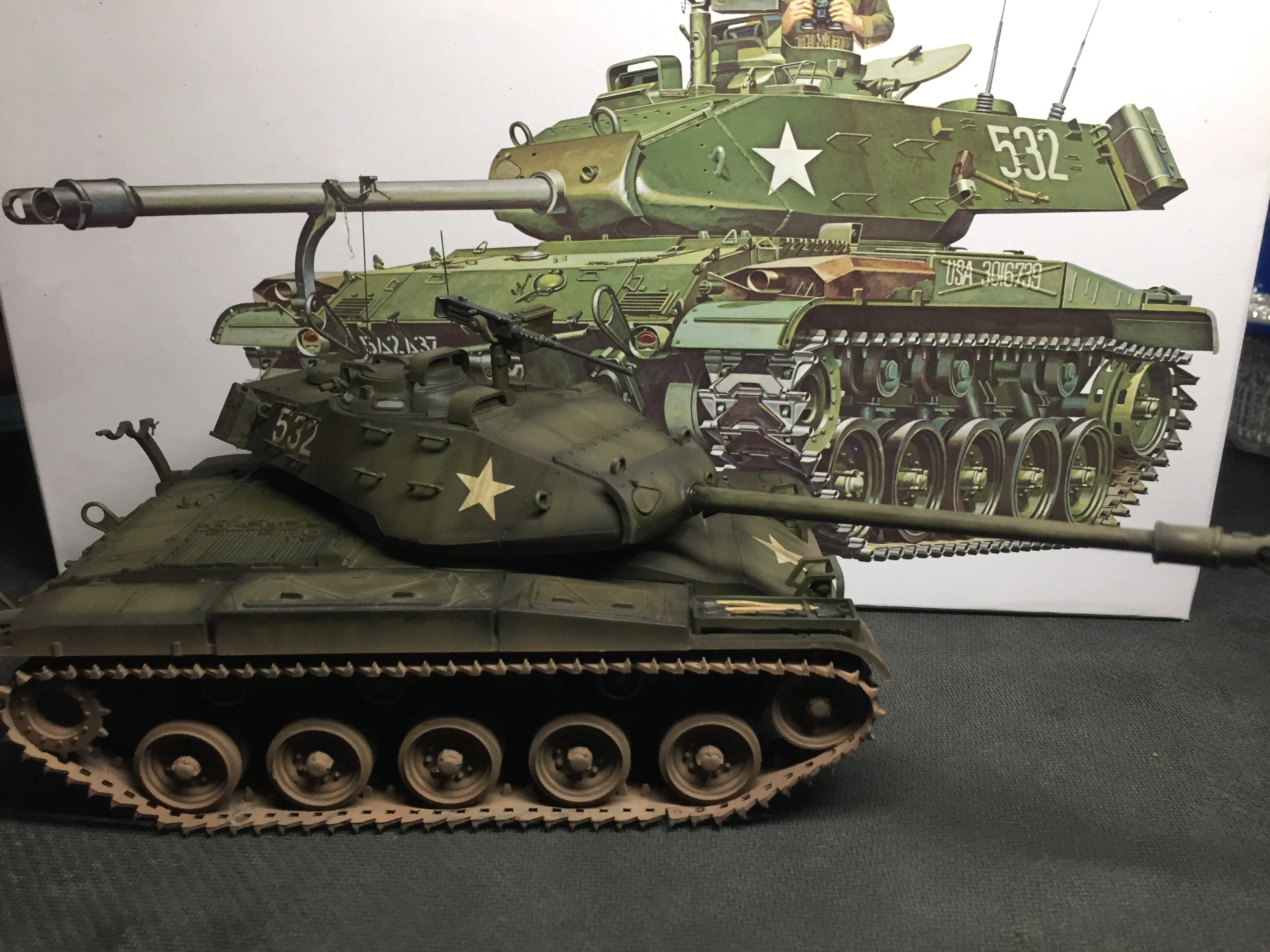 2 차 세계 대전 미국 M41 불독 조명 탱크 조립 모델 장난감