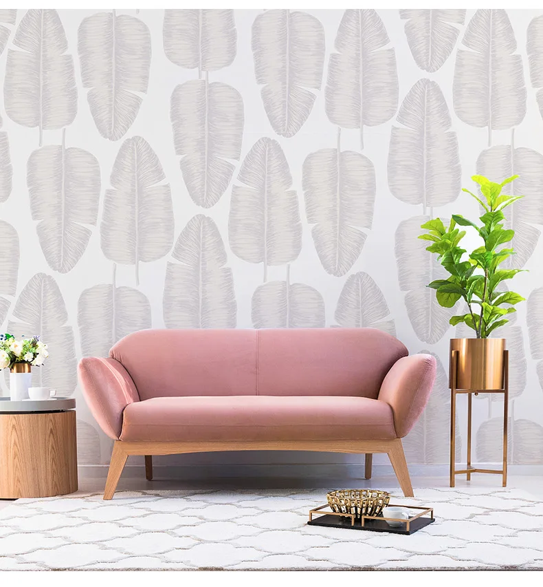 High quality nordic art tropical rain forest green plant banana leaf wallpaper living room bedroom tv background wall paper