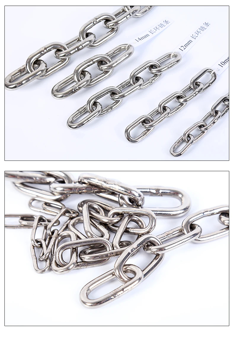 Stainless Steel Chain Steel Chain 5Meters 1.2-10MM Diameter Highly Polished Welded SS304/316 Long Short Link for Lifting Binding