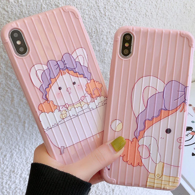 Милый чехол для телефона с рисунком поросенка из мультфильма iPhone 6 6s 7 8 Plus X Xs XR Max