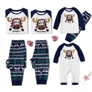 

Christmas Family Cotton Pajamas Set Children Clothing Christmas Parent-child Suit Print Home Service Cotton Soft 2-piece Pajamas