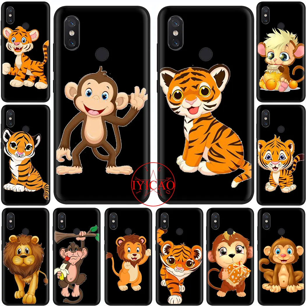 Мультфильм Тигр Лев Обезьяна мягкий чехол для телефона Xiaomi Mi на возраст 6 8 9 SE Lite