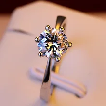 Романтическое женское круглый бриллиант обручальное кольцо Настоящее серебро 925 проба кольцо с бриллиантами лад Хрустальные Обручальные кольца для женщин