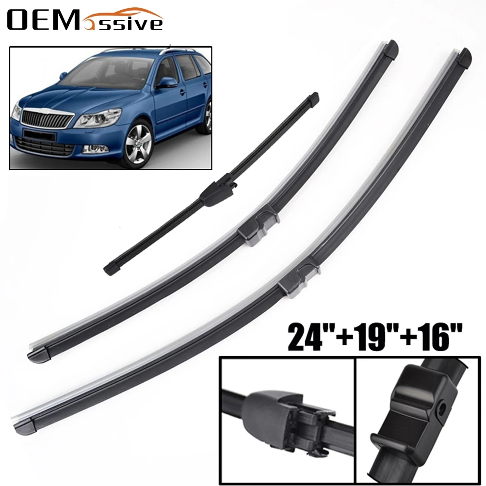 

Front Rear Windshield Wiper Blades Set For Skoda Octavia A5 Hatchback Estate 2004 2005 2006 2007 2008 2009 2010 2011 2012 2013