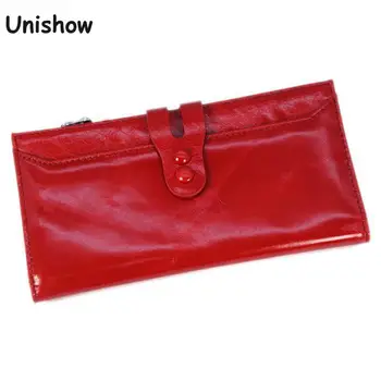 

Luxury Oil Wax Leather Women Wallet Long Women Purse Clutch Retro Genuine Leather Wallet Lady Coin Purse Cowhide Female Wallet