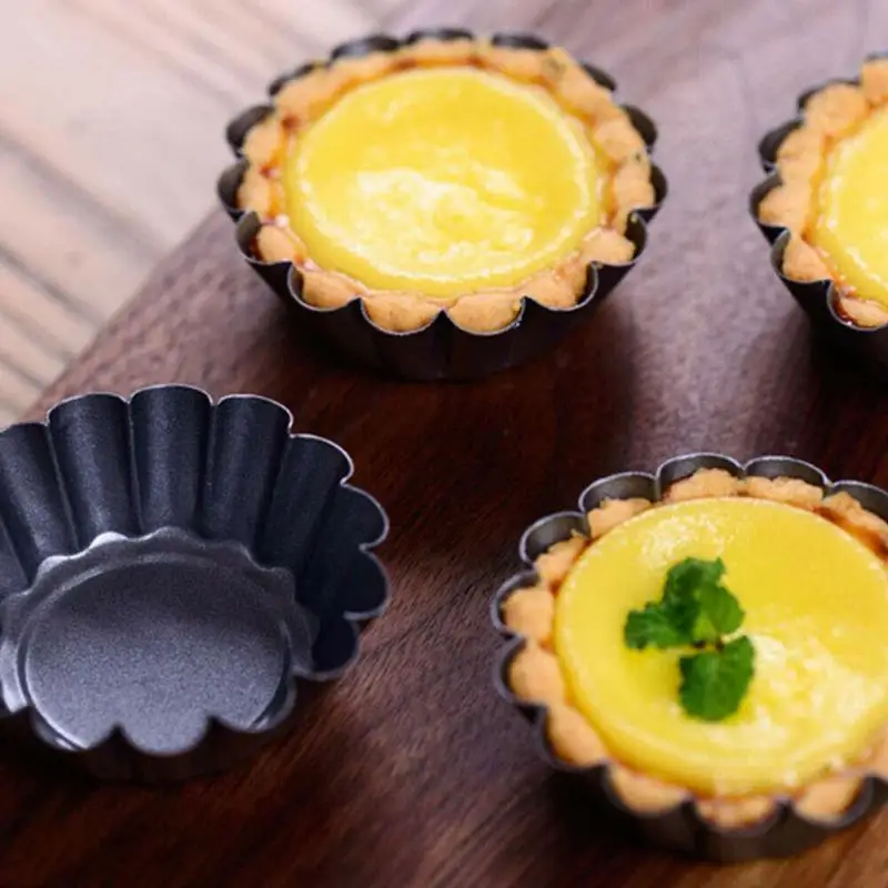 5/10/20pcs Non stick Tart Pan Carbon Steel Mini Egg Tart Pans Reusable