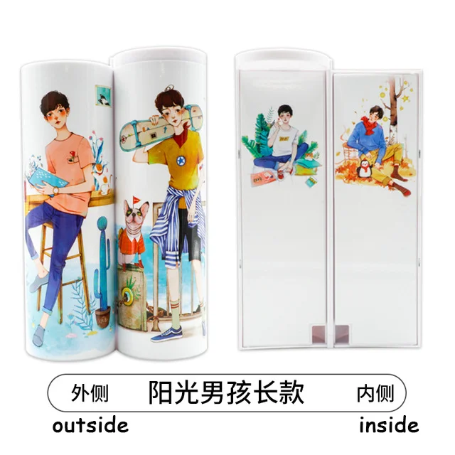 sunshine Boy NBX Long style pencil cases box with calculator Suitable for use in boys Useful Anti-fall health With small mirror pen box Gifts - Цвет: sunshine Boy