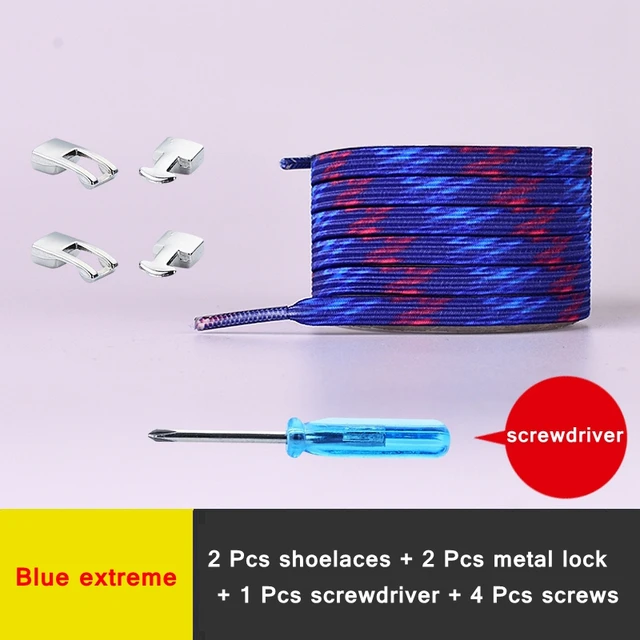 New Elastic Shoe Laces Fashion Metal Cross lock No Tie Shoelaces Suitable for all kinds of shoes child Adult flat Lazy Lace Blue extreme