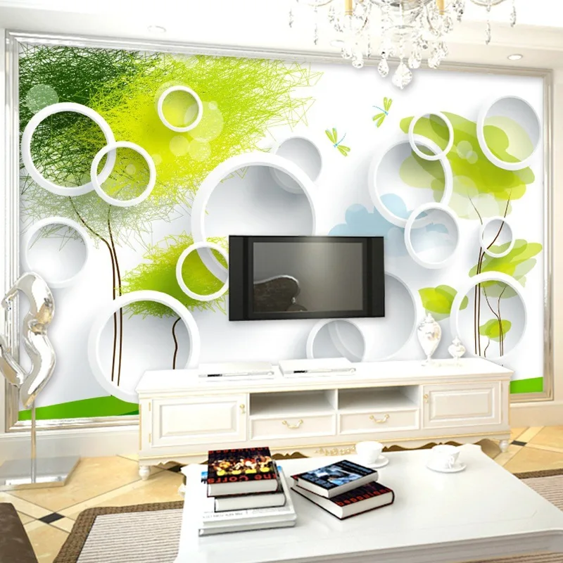 

3D Simple Rose Circle TV Background Wallpaper Large Mural Wallpaper Living Room Bedroom Nonwoven Fabric