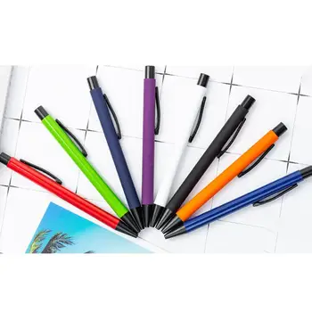 

5pcs Metal Press aluminum tube ballpoint pen business advertising pens For Commercial School office black blue ink custom LOGO