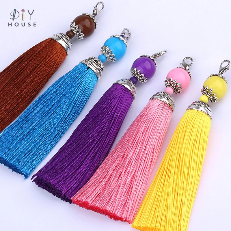 

3Pcs Smooth Silk Lobster Clasp Tassel Fringe Pendant DIY Crafts Tassels Trim Garments Curtains Decor Earrings Jewelry Components