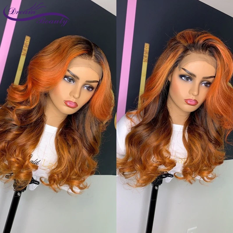 Peluca con malla frontal para mujer, postizo de pelo Remy brasileño, 6 pulgadas de separación profunda, Color ombré 180%, pelucas de cabello humano con encaje frontal