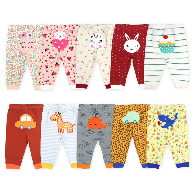 [2Pcs/lot Random Color]Elvesnest Baby Pants Cartoon Print Baby Leggings Cotton Newborn Boy Clothes Spring Autumn Toddler Pants
