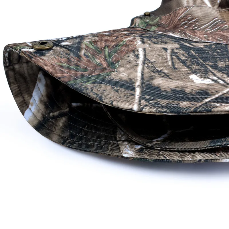 Spring Summer Sun Protection Bonnie Hat Bionic Camouflage Hunting Fishing Cap Breathable Outdoor Casual Drawstring Hat