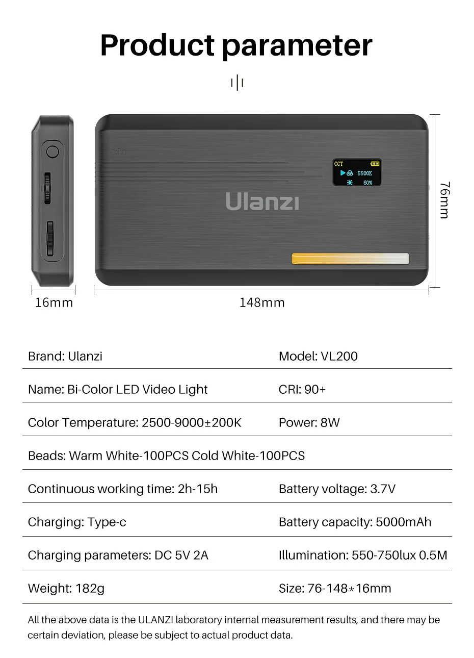 Ulanzi VL81 VL200 3200k-5600K Dimmable Mini LED Video Light for Smartphone SLR