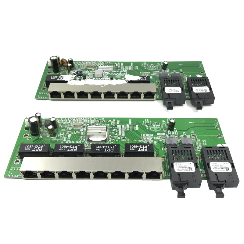 Reverse PoE 10/100/1000M Gigabit Ethernet switch Fiber Optical Single Mode 8 RJ45 and 2 SC fiber Motherboard1.25G 20KM | Компьютеры и