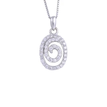 

Zircon Oval Round Whirl Spin Line Necklace For Women 925 Sterling Silver Crystal Geometry Pendants Fashion Jewelry