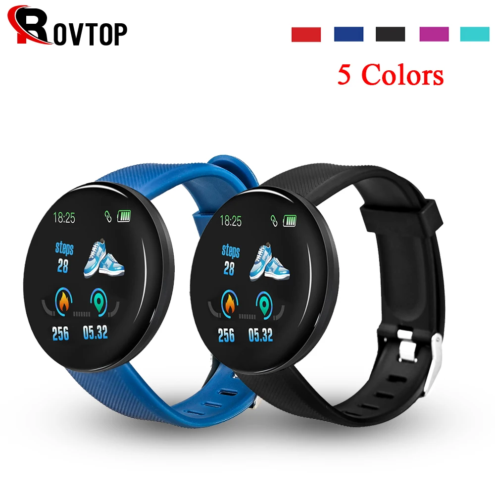 Rovtop D18 умные часы для мужчин и женщин, кровяное давление, круглые умные часы, водонепроницаемые спортивные Смарт-часы, фитнес-трекер для Android Ios
