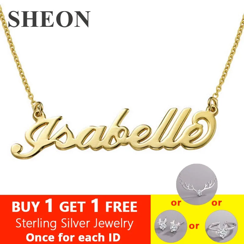 

SHEON 100% 925 Sterling Silver Customized Necklace Personalized Custom Name Pendant Neckalce Customized Jewelry For Women