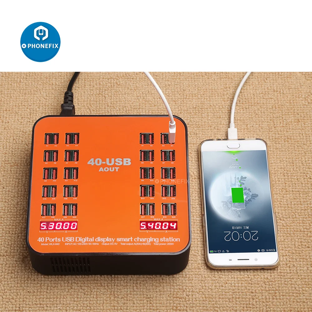 Cargador USB de 200W, estación de carga de 40 para iPhone 8, 7, 6, 6s Plus, Samsung, adaptador de corriente, concentrador de carga USB múltiple - AliExpress Herramientas