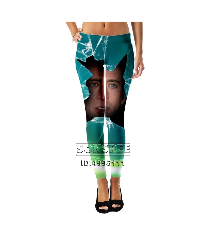 SONSPEE 3D Printed Funny Actor Nicolas Cage Women Ladies Girls Mid-waist leggings Sexy Fashion Ankle Pants Streetwear A1076