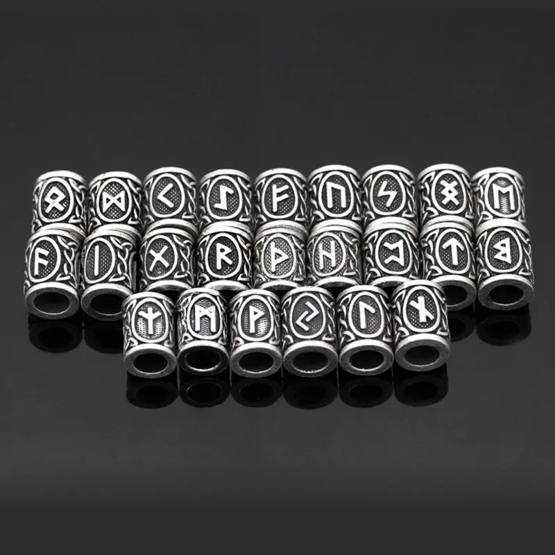 Contas de Metal Pçs do Vintage Costa Oeste Paracord Nórdico Viking Rune Prata Cor Faça Você Mesmo Antigo Pulseira Barba Cabelo Jóias Fazendo 24 7 nórdico viking rune prata cor contas de