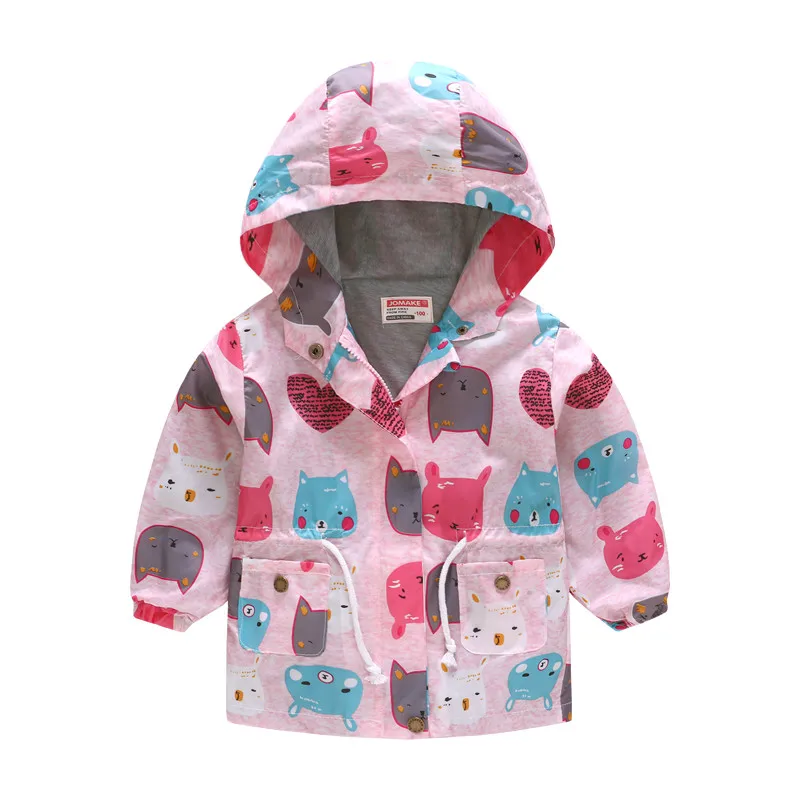 Куртка для маленьких девочек; коллекция года; осенний свитер; детская куртка для маленьких мальчиков; толстовка с капюшоном и рисунком; штормовка; Верхняя одежда;#1018