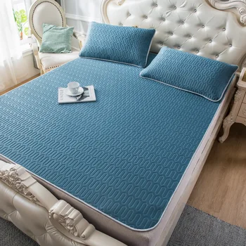 

Summer Solid Color Washed Latex Mat pillowcase 2/3pcs Sets Washable Foldable Comfortable Breathable Non-slip Cushion Mattress