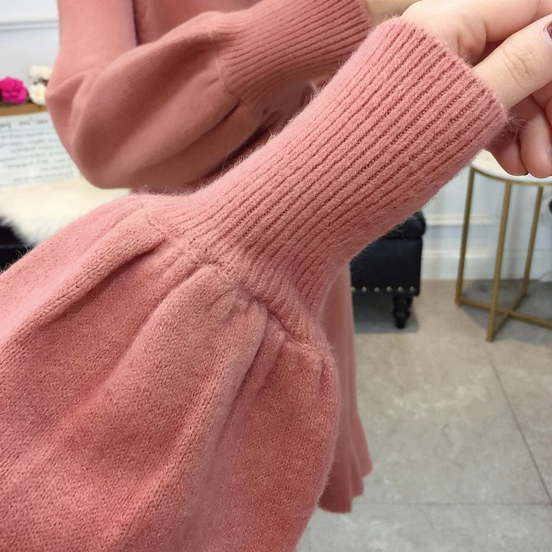 Winter Clothes Maternity Sweaters Ruffle Knitting Pregnant Sweater Pregnancy Relaxed rest Pregnant Sweater Pullover dress