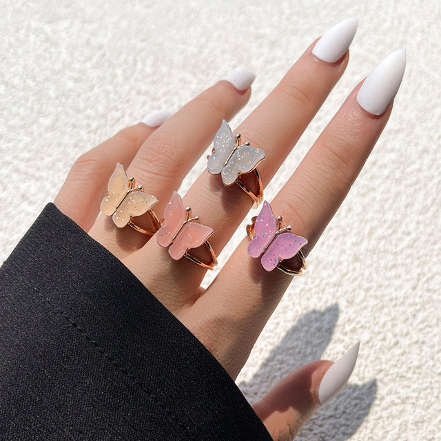 Colorful Enamel Finger Ring Set For Women Heart Butterfly Flower Crystal Kunckle Rings Fashion Lady Party Jewelry