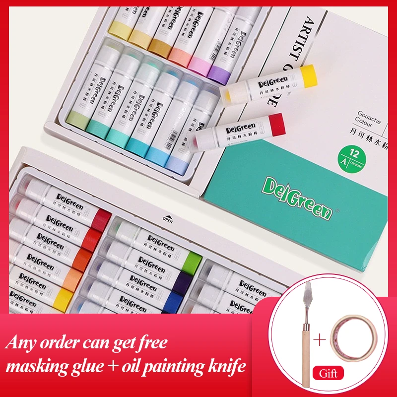 Delgreen Artist Grade Soft Solid Gouache Paint Sticks/pastels/crayons