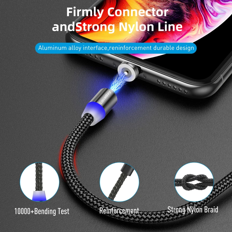 Lovebay 3M Magnetic Micro USB Cable For iphone Samsung Huawei Xiaomi Phone Type-C Cable Magnet Charger Wire Cord Fast Charging Lovebay 3M Magnetic Micro USB Cable For iphone Samsung Huawei Xiaomi Phone Type-C Cable Magnet Charger Wire Cord Fast Charging