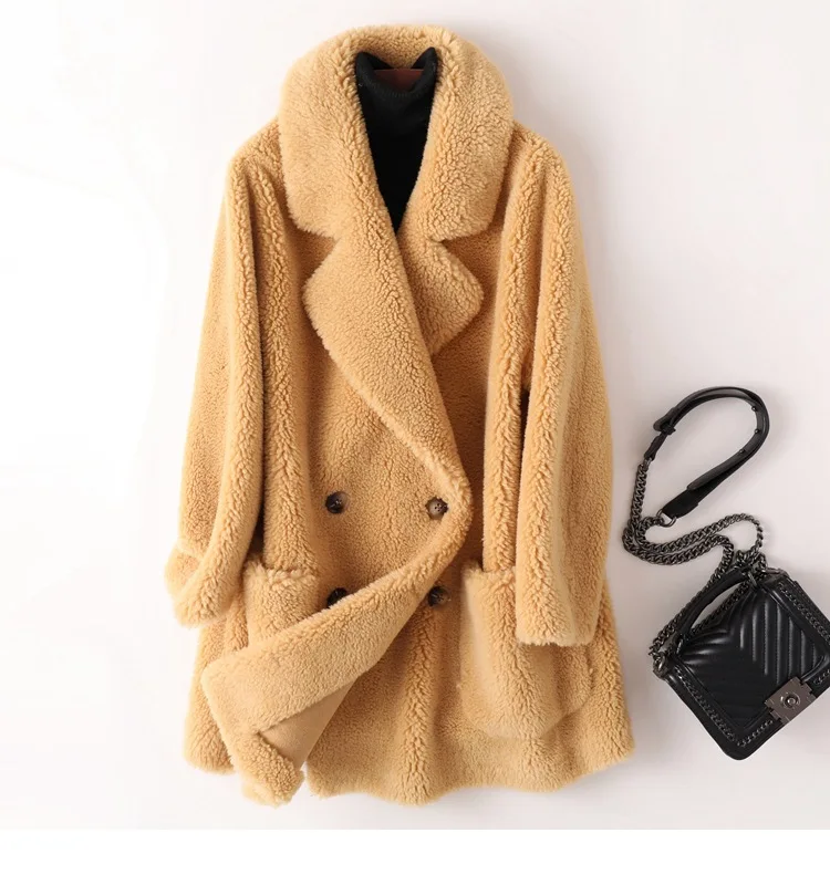 Зимнее пальто женская одежда искусственный кашемир меховое пальто Свободное с отложным воротником повседневное пальто толстые теплые женские плюшевые пальто D91