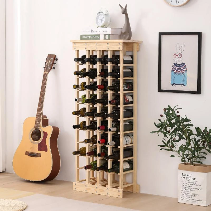Home Kitchen Wood Wine Bottle Rack Holder Storage Display Shelves for 44 Bottles