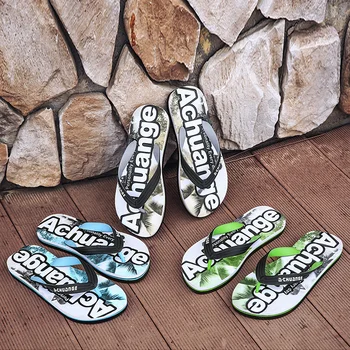 

Summer Graffiti Print Flip Flops Men Shoes Hip Hop Street Beach Slippers Outdoor Non-slip Comfortable Casual Walking Footwear