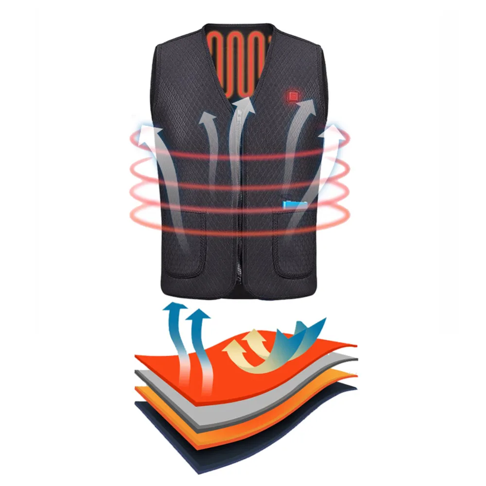 Men Women Outdoor USB Infrared Heating Vest Jacket Winter Flexible Electric Thermal Clothing Waistcoat Fishing Hiking Dropship