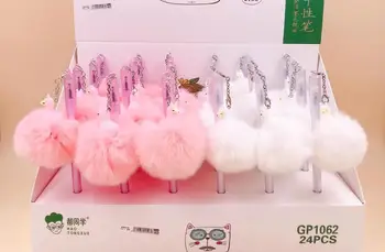 

korea ball top sheep pendant gel pen cute cartoon neutral pen student prize office black writing pen promotion pen 24pc/lot