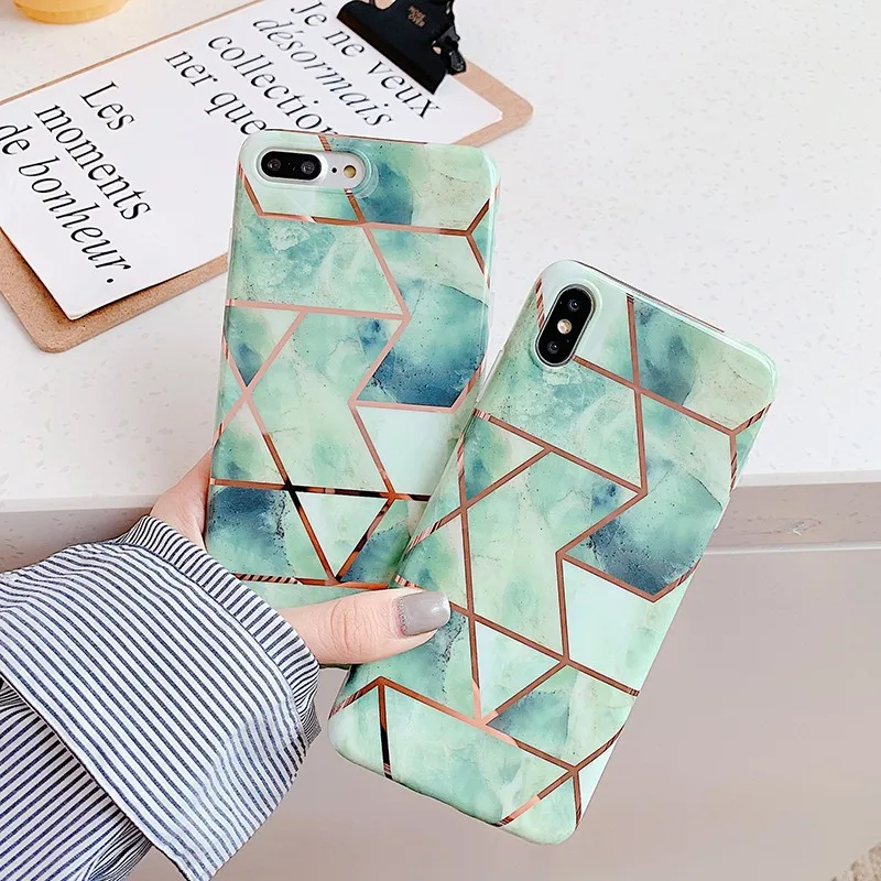 

For Iphone 7 8 Plus 6s Morandi Marble Stitching Pattern Phone Case For IPhone X XS 7 8 Plus 6 6S Soft Silicone Cover Case