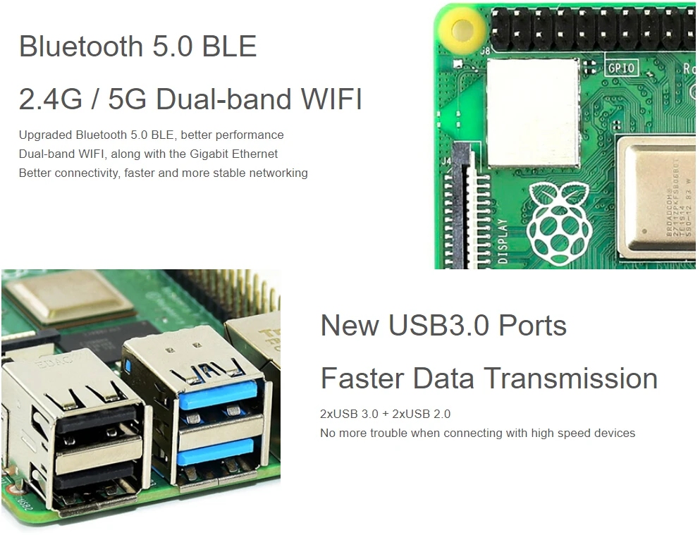 Raspberry Pi 4 модели B 2 Гб Оперативная память 64 бит 1,5 ГГц quad-core Gigabit Ethernet Bluetooth 5,0 Тип usb C интерфейс