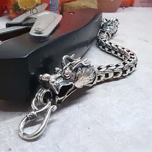 Настоящий S925 Серебряный Дракон высокой пробы браслет для мужчин мужские винтажные тяжелые браслеты Homme Silver wo мужские ювелирные изделия Новинка